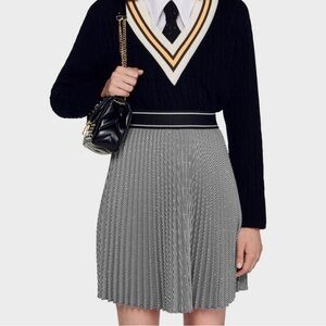 Sandro pleated mini skirt preppy academia tennis style grey womens size 12
